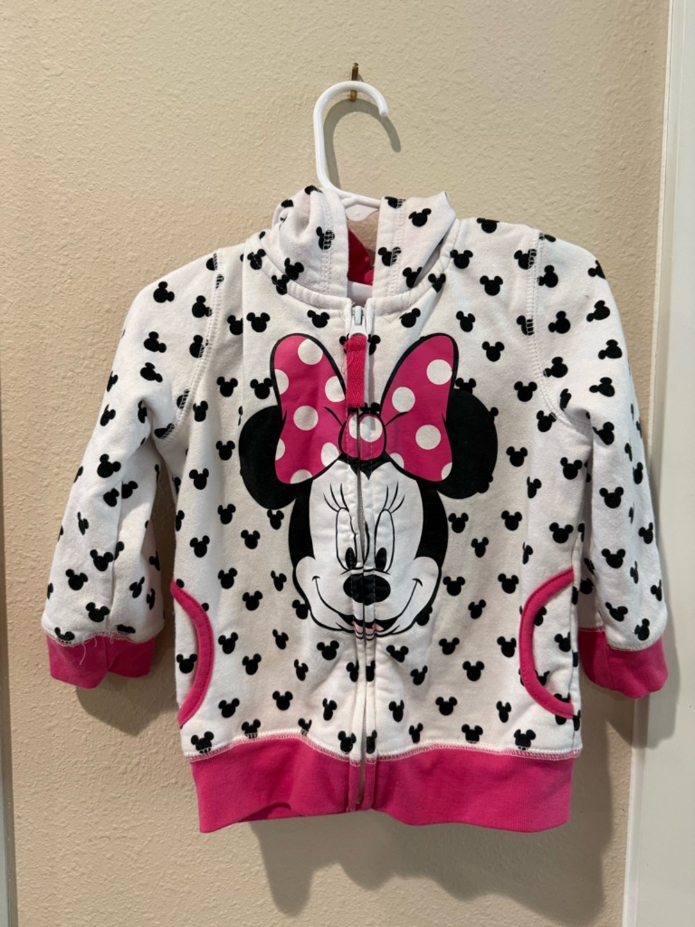 Minnie Mouse Pink & White Polka Dot Zip Hoodie